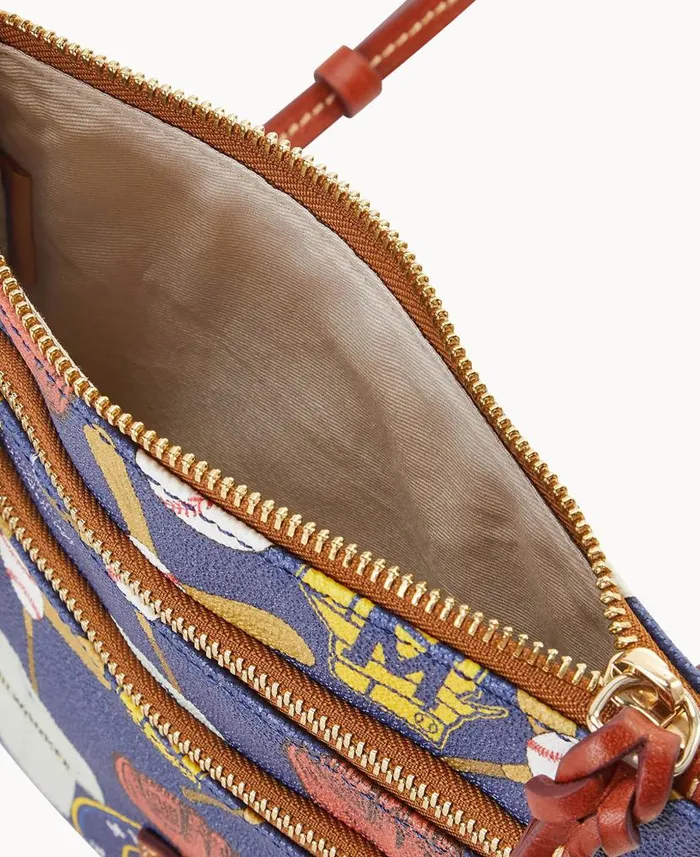 MLB Brewers N S Triple Zip Crossbody Brewers Woman Dooney and Bourke Crossbodies MLB Brewers N S Triple Zip Crossbody Brewers Woman Dooney and Bourke Crossbodies