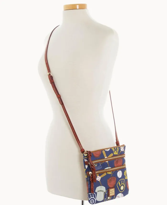 MLB Brewers N S Triple Zip Crossbody Brewers Woman Dooney and Bourke Crossbodies MLB Brewers N S Triple Zip Crossbody Brewers Woman Dooney and Bourke Crossbodies