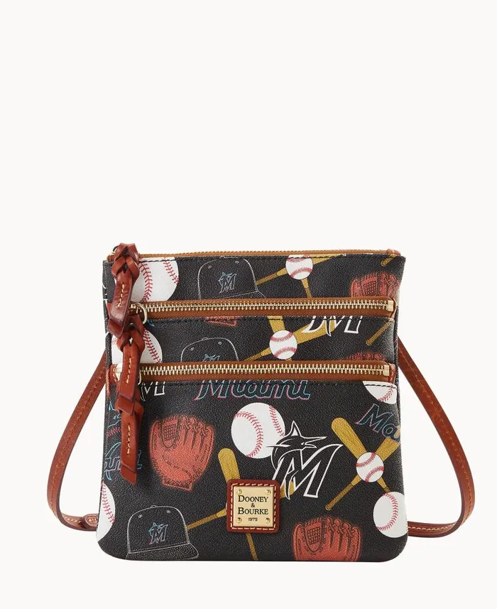MLB Marlins N S Triple Zip Crossbody Marlins Woman Dooney and Bourke Crossbodies MLB Marlins N S Triple Zip Crossbody Marlins Woman Dooney and Bourke Crossbodies