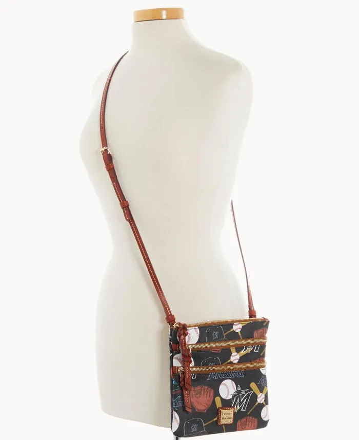MLB Marlins N S Triple Zip Crossbody Marlins Woman Dooney and Bourke Crossbodies MLB Marlins N S Triple Zip Crossbody Marlins Woman Dooney and Bourke Crossbodies