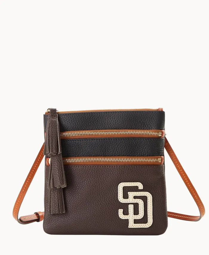 MLB Padres Triple Zip Crossbody Padres Woman Dooney and Bourke Crossbodies