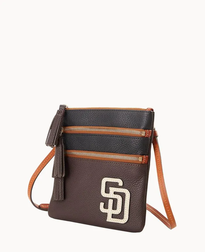 MLB Padres Triple Zip Crossbody Padres Woman Dooney and Bourke Crossbodies MLB Padres Triple Zip Crossbody Padres Woman Dooney and Bourke Crossbodies