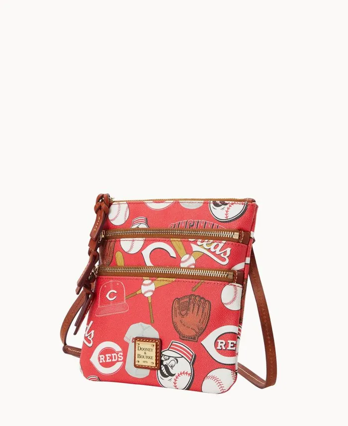 MLB Reds N S Triple Zip Crossbody Reds Woman Dooney and Bourke Crossbodies MLB Reds N S Triple Zip Crossbody Reds Woman Dooney and Bourke Crossbodies