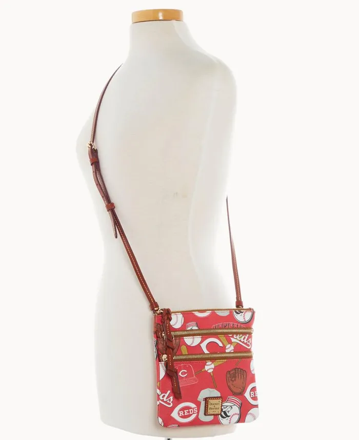 MLB Reds N S Triple Zip Crossbody Reds Woman Dooney and Bourke Crossbodies MLB Reds N S Triple Zip Crossbody Reds Woman Dooney and Bourke Crossbodies