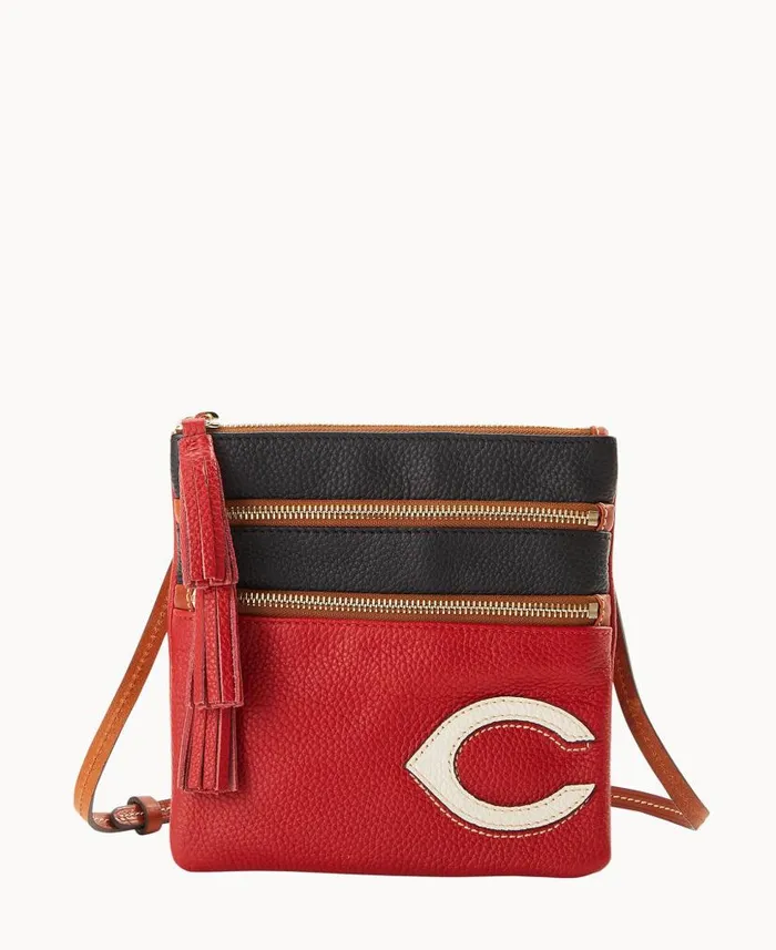 MLB Reds Triple Zip Crossbody Reds Woman Dooney and Bourke Crossbodies
