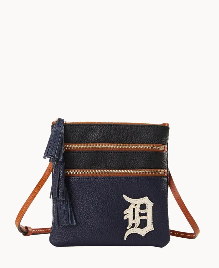 MLB Tigers Triple Zip Crossbody Tigers Woman Dooney and Bourke Crossbodies