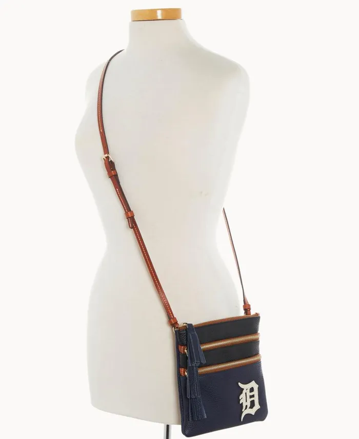 MLB Tigers Triple Zip Crossbody Tigers Woman Dooney and Bourke Crossbodies MLB Tigers Triple Zip Crossbody Tigers Woman Dooney and Bourke Crossbodies