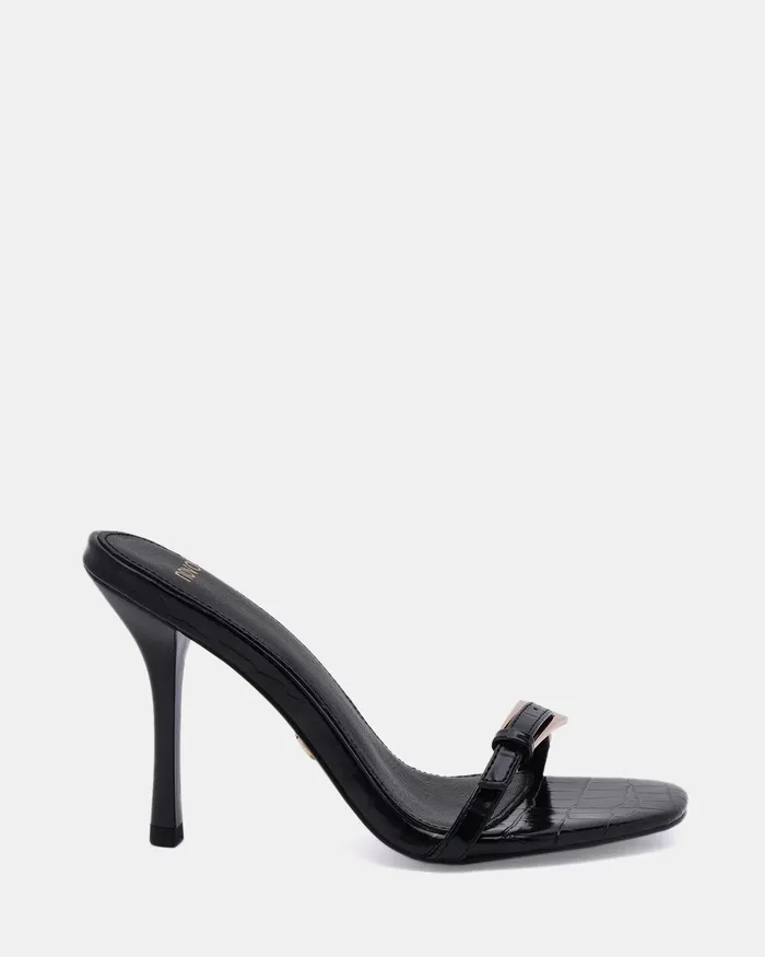 Mules Women NOVO Shoes ZABLAZE Black Croc Mules