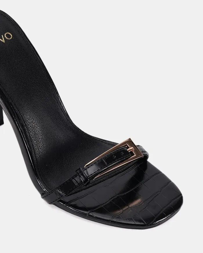 Mules Women NOVO Shoes ZABLAZE Black Croc Mules