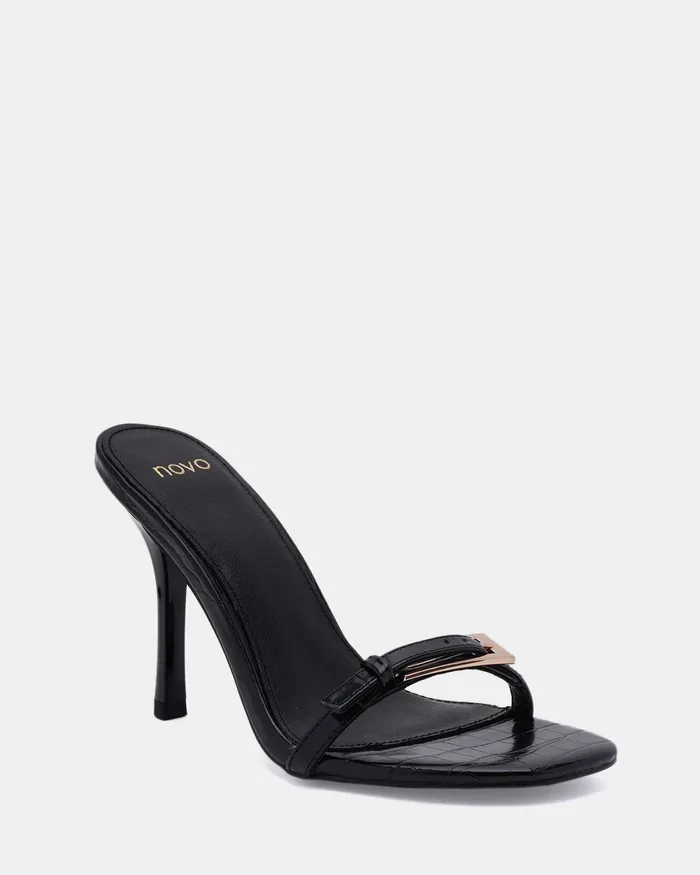 Mules Women NOVO Shoes ZABLAZE Black Croc Mules