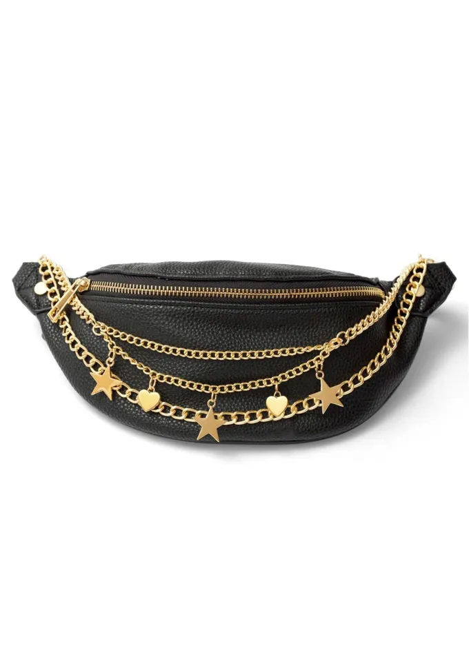 MULTI CHAIN CHARM BELT BAG Black Multi Women VENUS Handbags