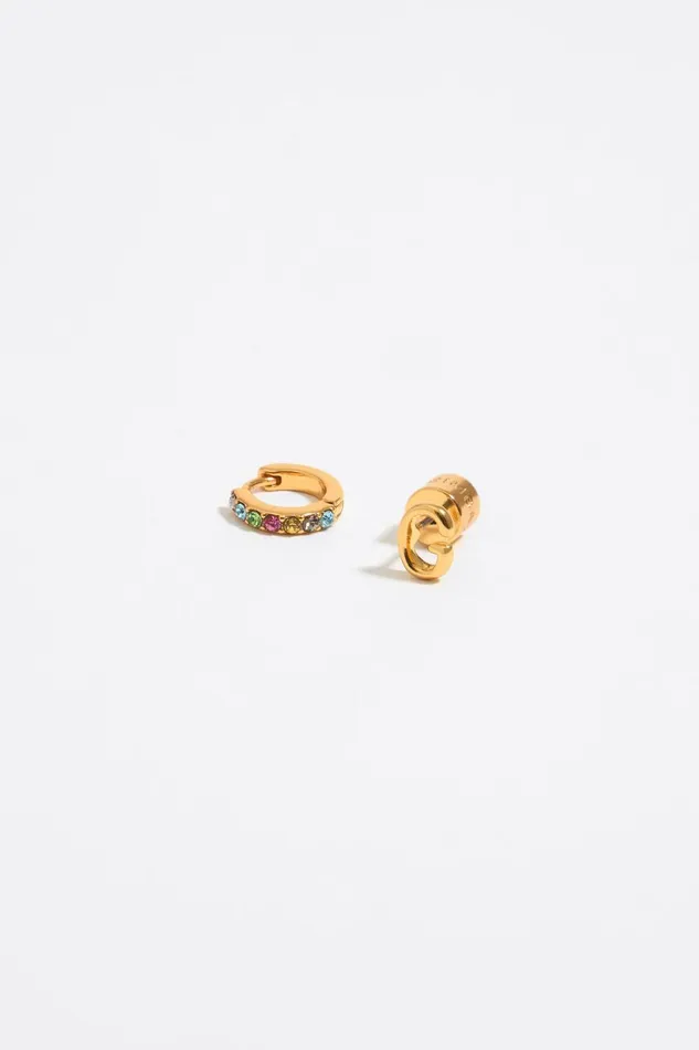 Multicolor Crystal Mini Hoop And Letter G Earrings Gold Women Bimba Y Lola Alphabet Multicolor Crystal Mini Hoop And Letter G Earrings Gold Women Bimba Y Lola Alphabet