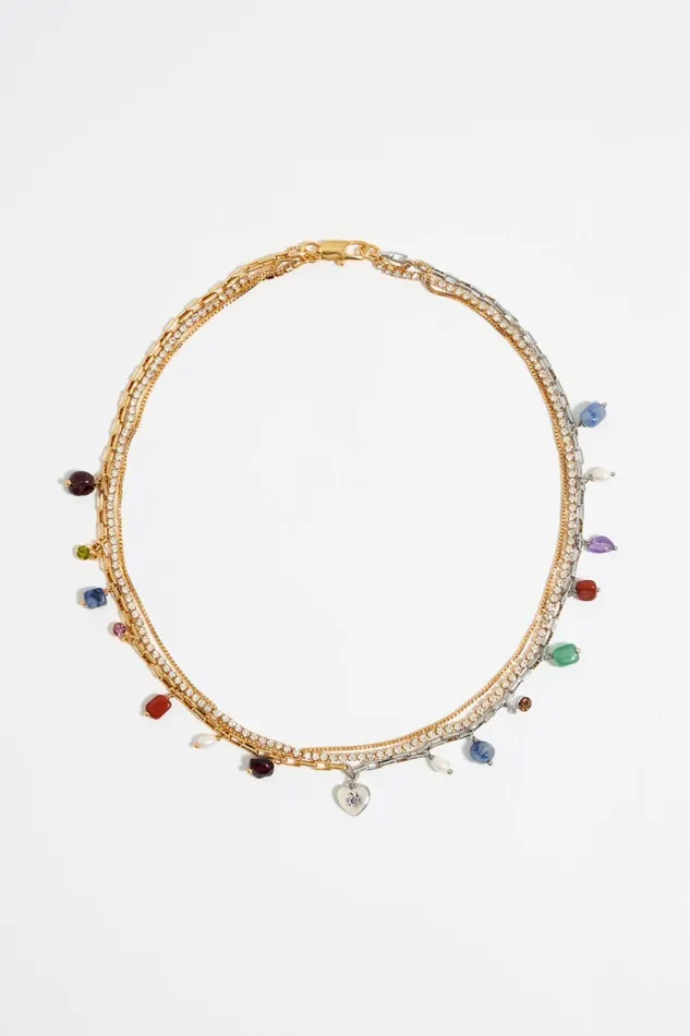 Multicolor Stones And Crystals Multilayer Chain Necklace Gold Women Bimba Y Lola Jewelry Multicolor Stones And Crystals Multilayer Chain Necklace Gold Women Bimba Y Lola Jewelry