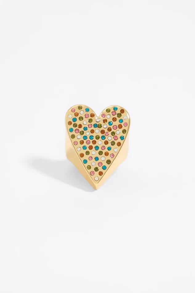 Multicolored Crystal Heart Ring Pastel Pink Women Bimba Y Lola Jewelry Multicolored Crystal Heart Ring Pastel Pink Women Bimba Y Lola Jewelry
