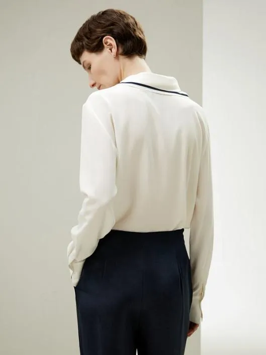 Nautical Collar Silk Shirt 8211 Classic Style For Women Women Blouses Lilysilk Shirts