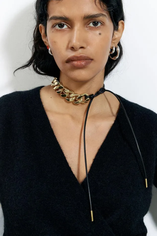 Necklace With Gold Chain And Leather Cord Gold Women Bimba Y Lola Jewelry