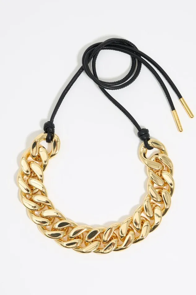 Necklace With Gold Chain And Leather Cord Gold Women Bimba Y Lola Jewelry Necklace With Gold Chain And Leather Cord Gold Women Bimba Y Lola Jewelry