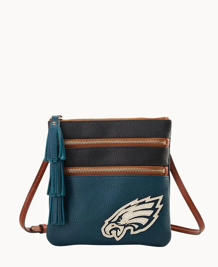 NFL Eagles Triple Zip Crossbody Eagles Woman Dooney and Bourke Crossbodies
