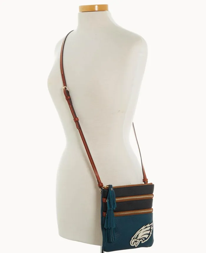 NFL Eagles Triple Zip Crossbody Eagles Woman Dooney and Bourke Crossbodies NFL Eagles Triple Zip Crossbody Eagles Woman Dooney and Bourke Crossbodies