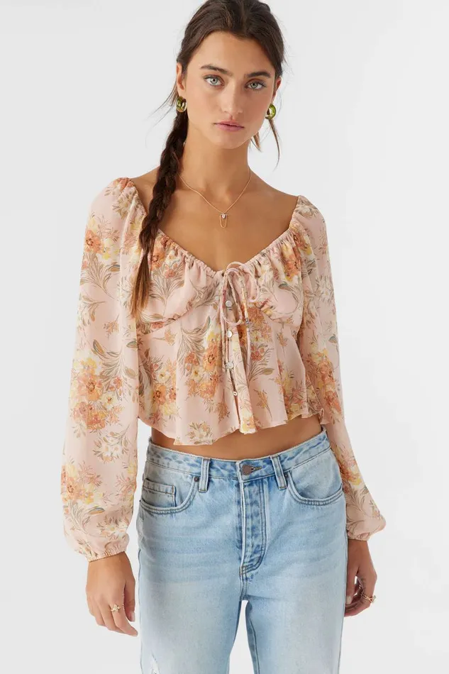 NOA NAYA FLORAL LONG SLEEVE TOP Rose Dust Women O039NEILL Clothing