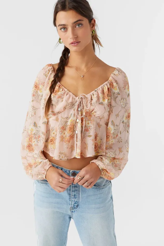 NOA NAYA FLORAL LONG SLEEVE TOP Rose Dust Women O039NEILL Clothing