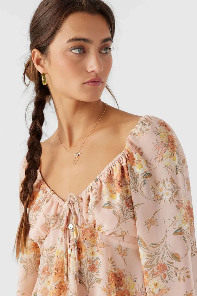 NOA NAYA FLORAL LONG SLEEVE TOP Rose Dust Women O039NEILL Clothing