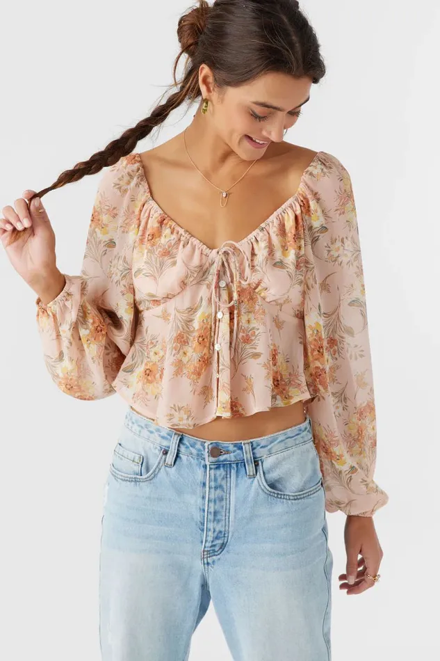 NOA NAYA FLORAL LONG SLEEVE TOP Rose Dust Women O039NEILL Clothing