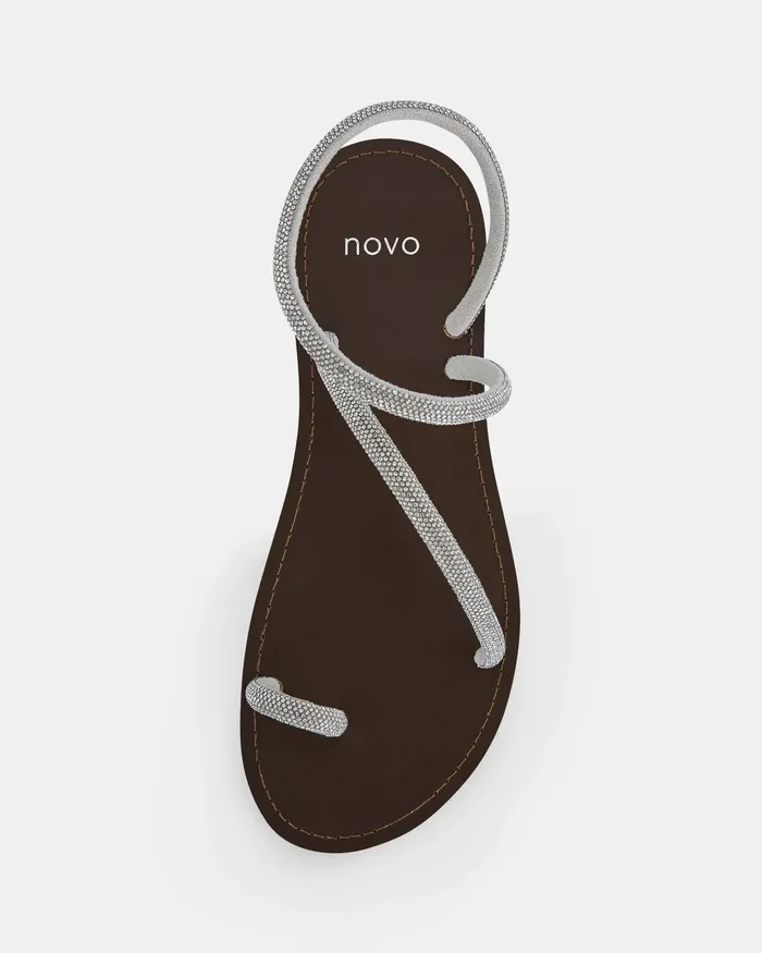 NOVO Shoes Flat Sandals Women TOWNES SILVER Flat Sandals