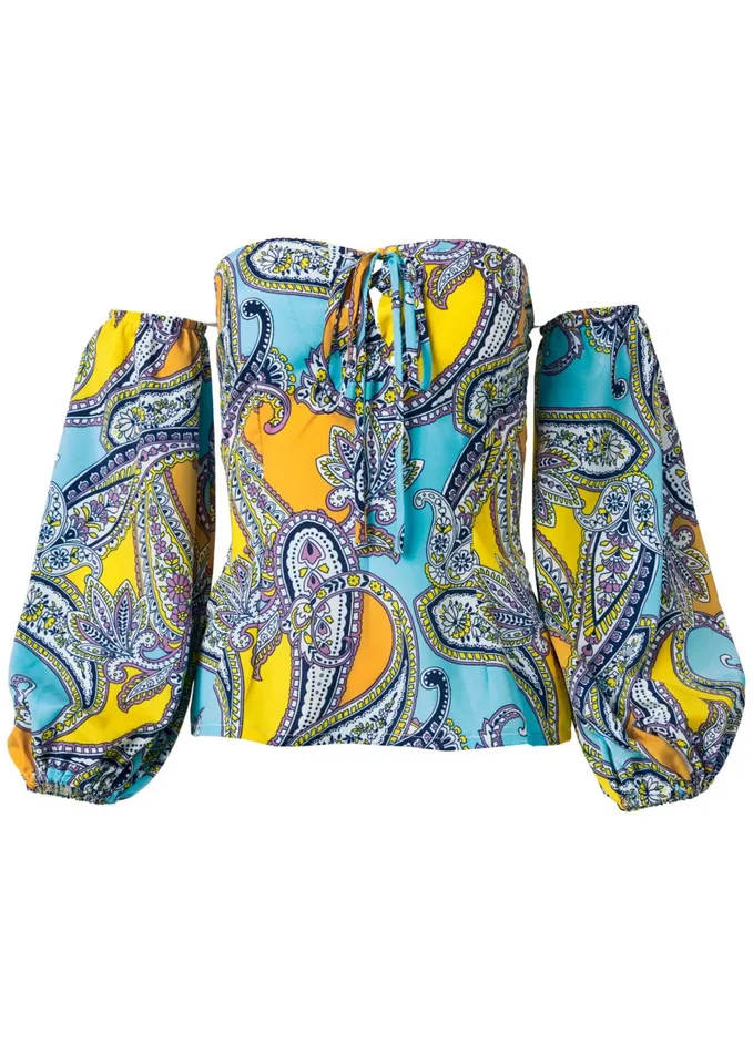 OffShoulder Paisley Top Blue Multi Women VENUS Night Out Tops