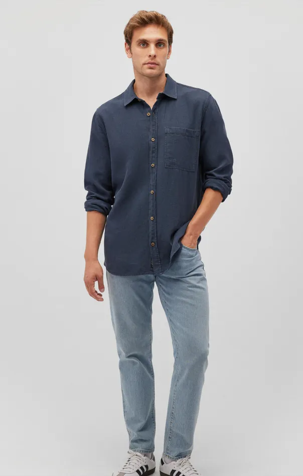 One Pocket ButtonUp Shirt In Collegiate Blue Men Mavi Jeans Shirts