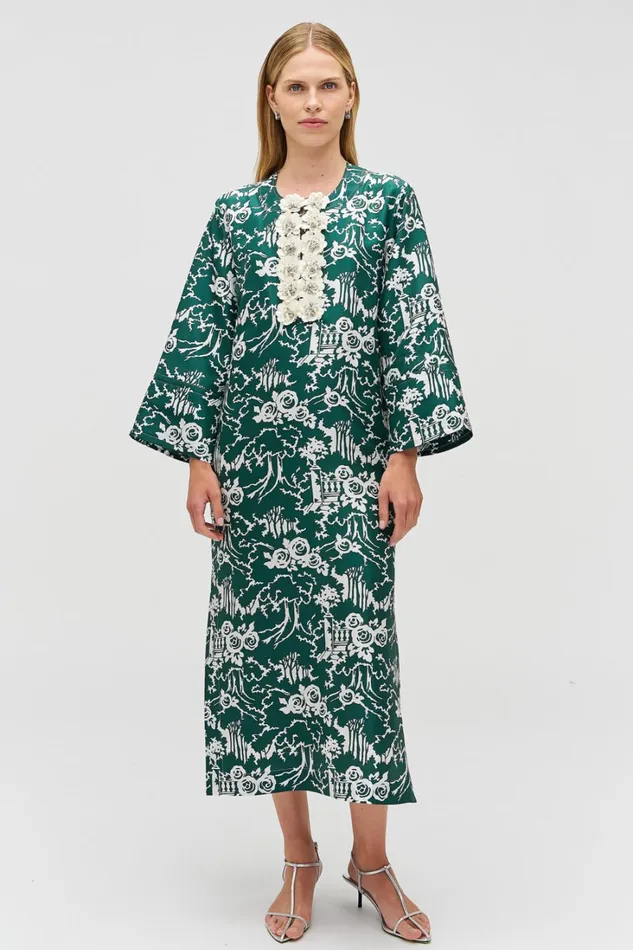 Oroton Garden Toile Embellished Long Dress Ivy Women Dresses Oroton Garden Toile Embellished Long Dress Ivy Women Dresses