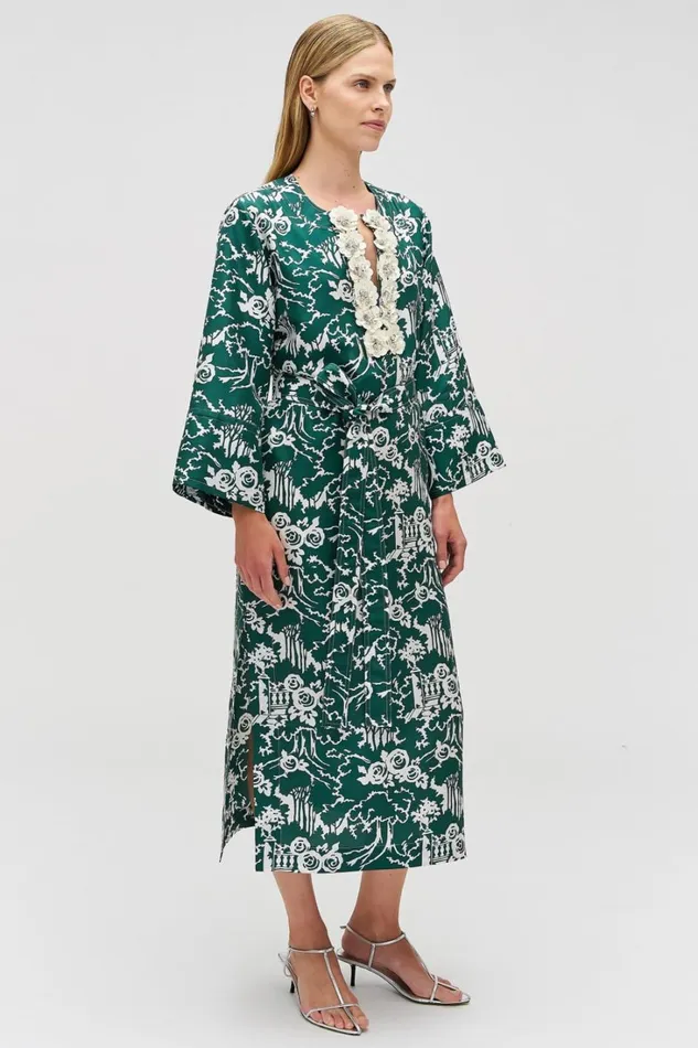 Oroton Garden Toile Embellished Long Dress Ivy Women Dresses Oroton Garden Toile Embellished Long Dress Ivy Women Dresses