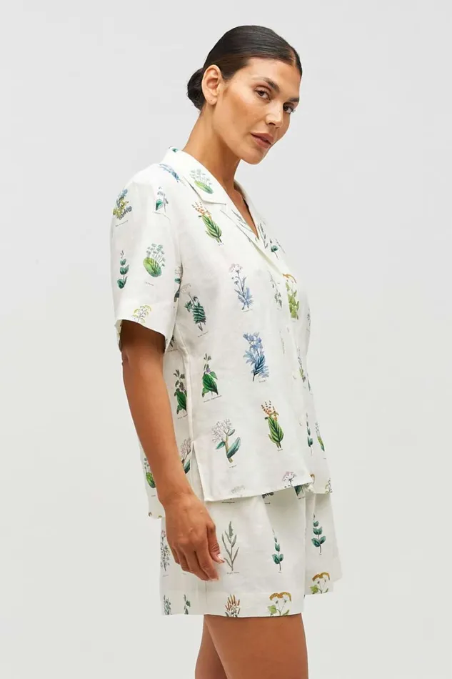 Oroton Greenhouse Floral Camp Shirt Mist Women Tops Oroton Greenhouse Floral Camp Shirt Mist Women Tops