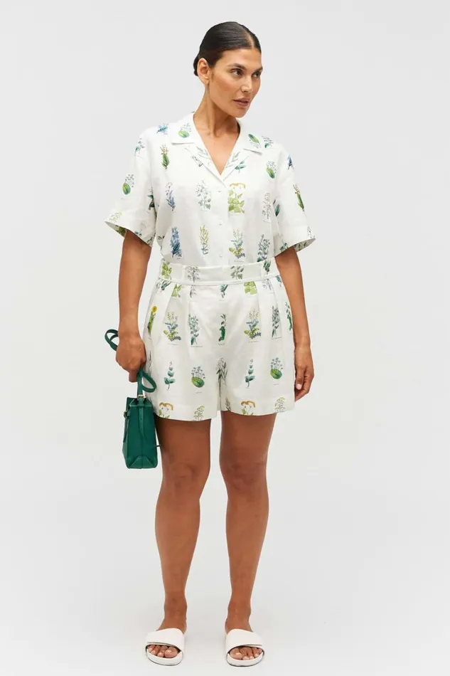 Oroton Greenhouse Floral Camp Shirt Mist Women Tops Oroton Greenhouse Floral Camp Shirt Mist Women Tops