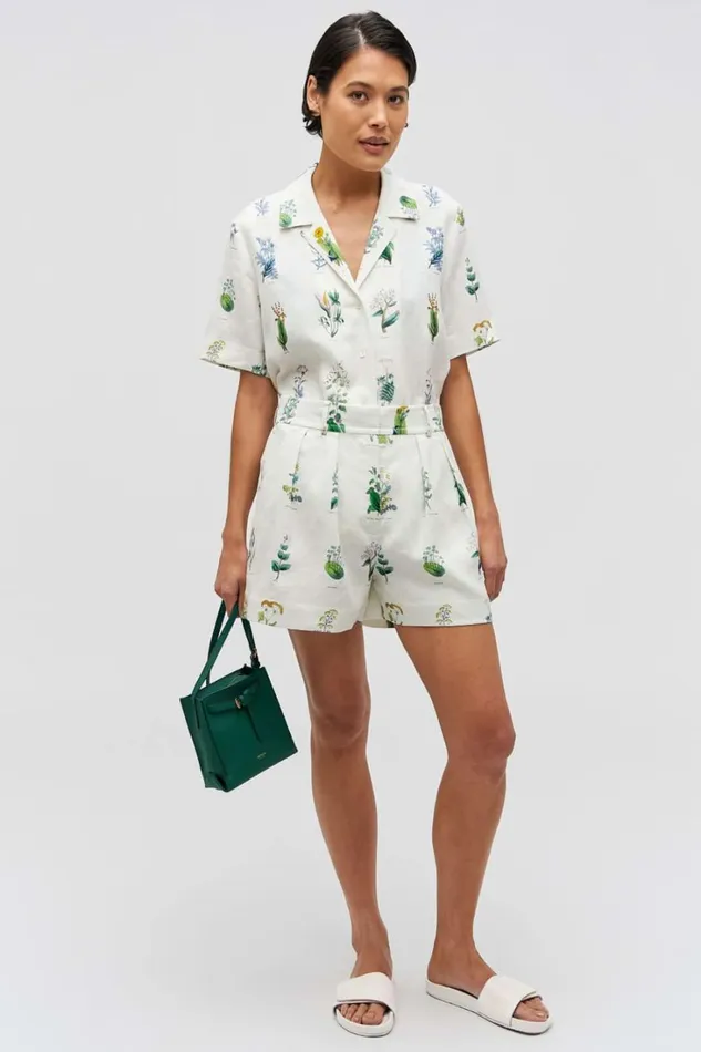 Oroton Greenhouse Floral Camp Shirt Mist Women Tops Oroton Greenhouse Floral Camp Shirt Mist Women Tops