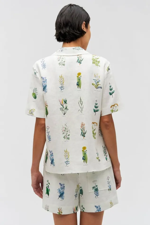Oroton Greenhouse Floral Camp Shirt Mist Women Tops Oroton Greenhouse Floral Camp Shirt Mist Women Tops