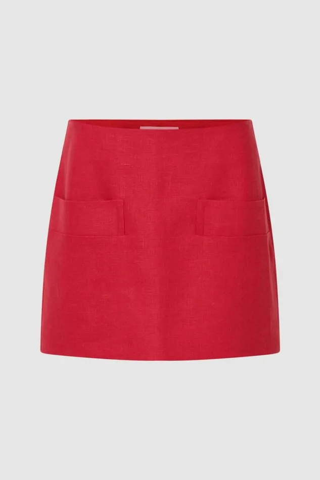 Oroton Pocket Detail Mini Skirt Poppy Women Skirts