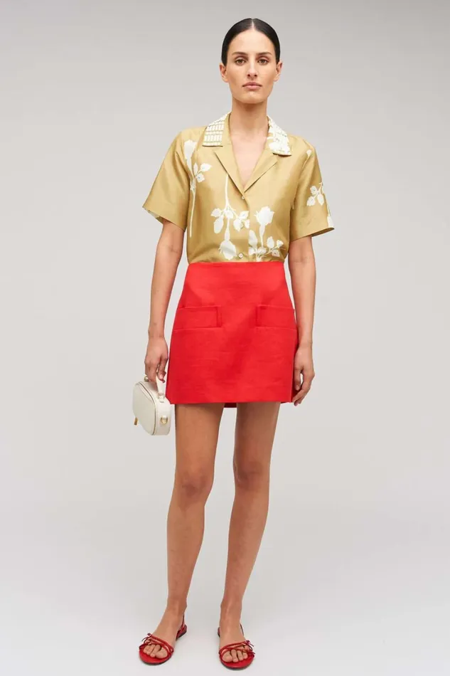 Oroton Pocket Detail Mini Skirt Poppy Women Skirts Oroton Pocket Detail Mini Skirt Poppy Women Skirts