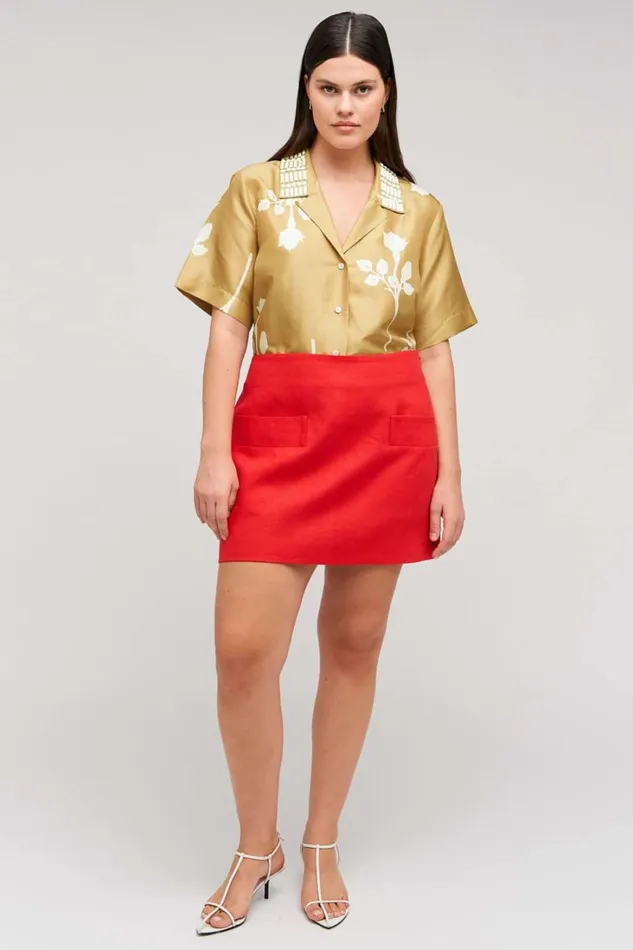 Oroton Pocket Detail Mini Skirt Poppy Women Skirts Oroton Pocket Detail Mini Skirt Poppy Women Skirts