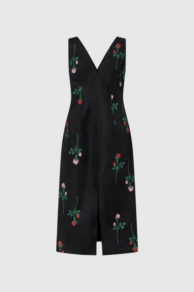 Oroton Rosebud Sheath Dress Black Women Dresses