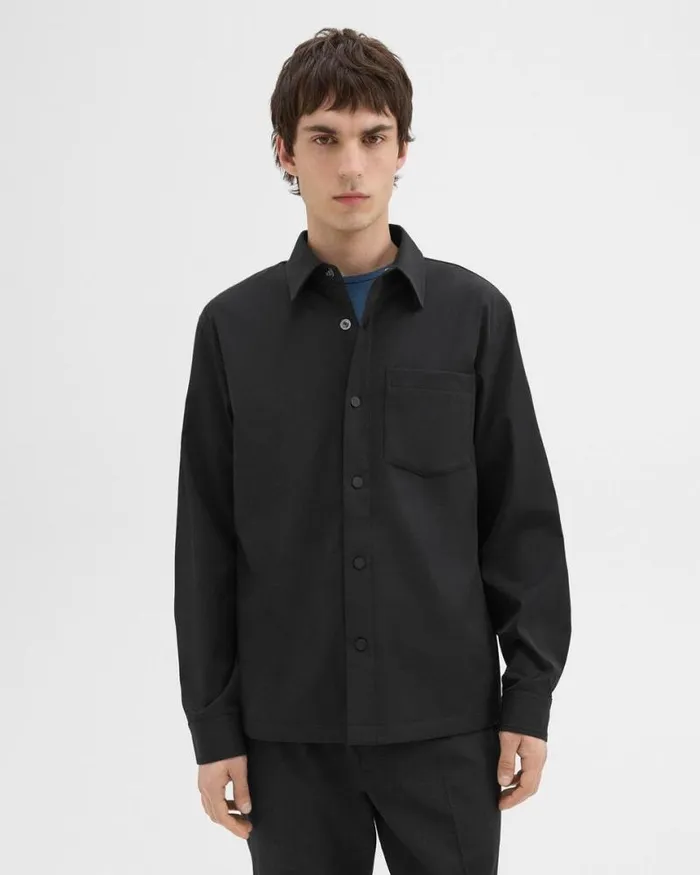 Outerwear Men Theory Shirt Jacket In Neoteric Black