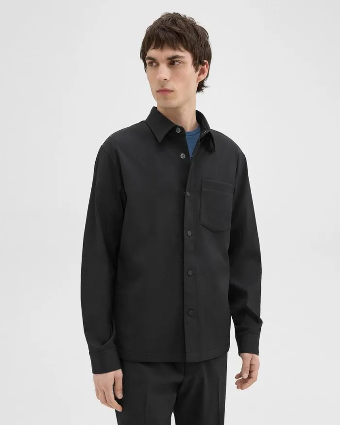 Outerwear Men Theory Shirt Jacket In Neoteric Black