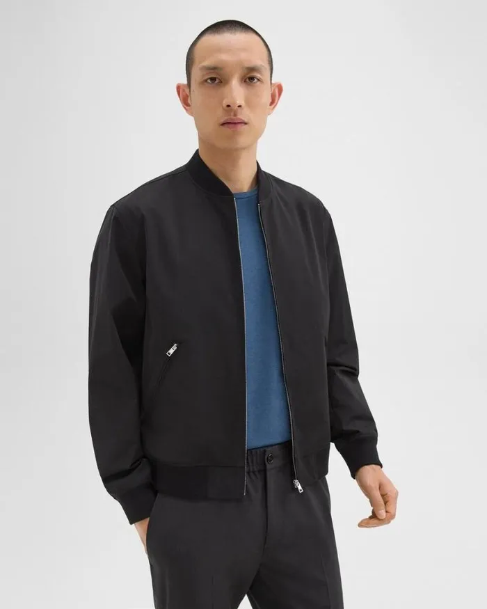 Outerwear Men Theory Tailored Bomber Jacket In Foundation Twill Black