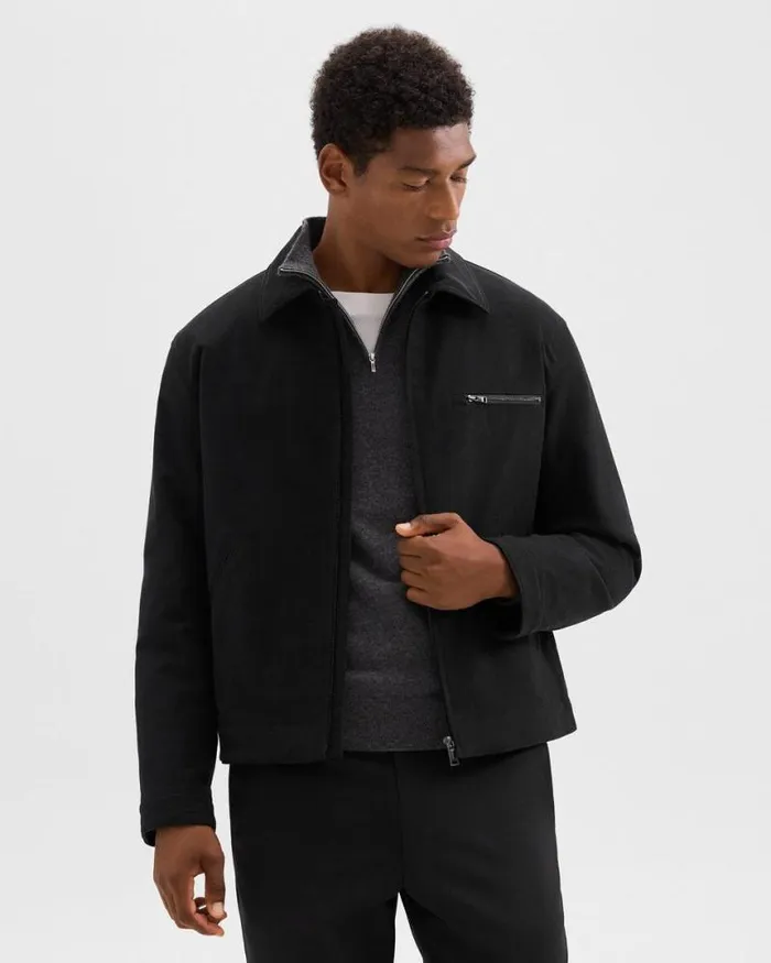 Outerwear Men Theory Workwear Jacket In Moleskin Twill Black
