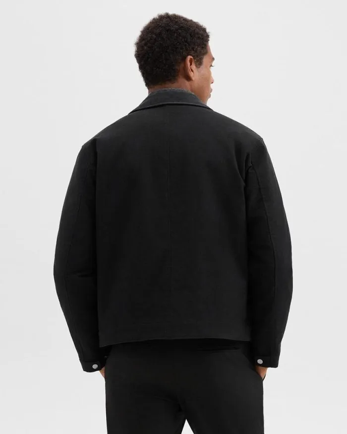 Outerwear Men Theory Workwear Jacket In Moleskin Twill Black Outerwear Men Theory Workwear Jacket In Moleskin Twill Black