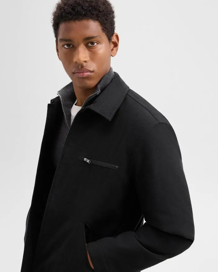 Outerwear Men Theory Workwear Jacket In Moleskin Twill Black Outerwear Men Theory Workwear Jacket In Moleskin Twill Black