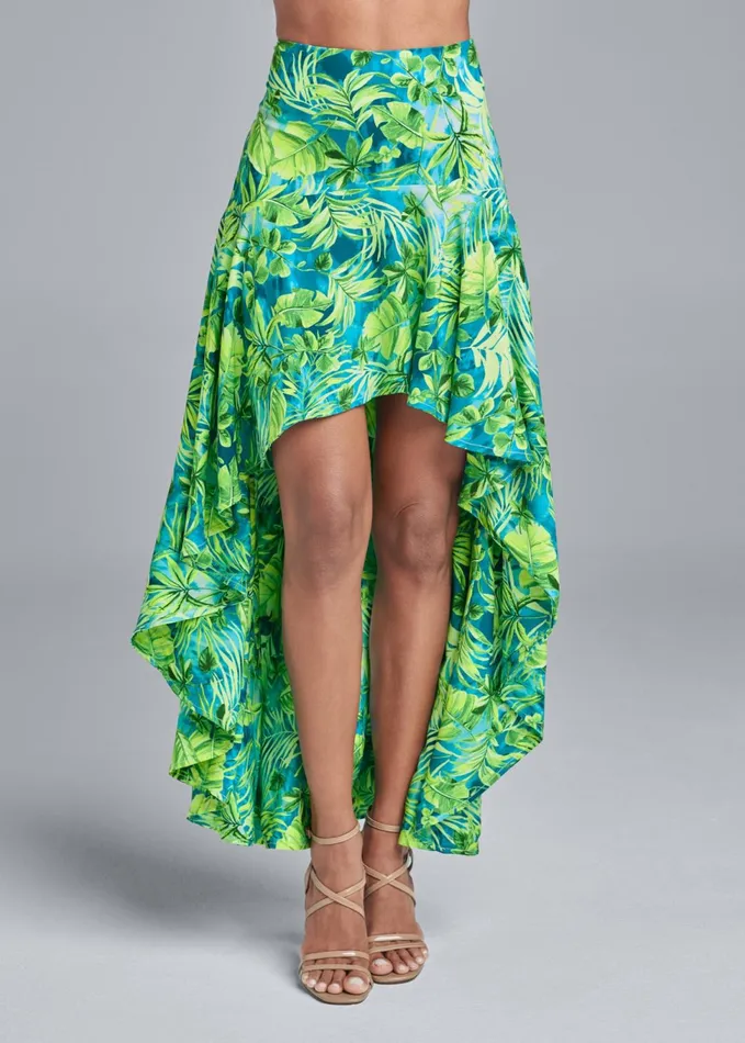 Palm Print Highlow Skirt Blue Multi Women VENUS Maxi Skirts