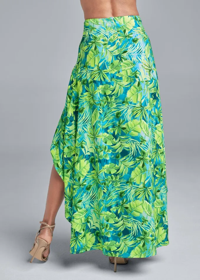 Palm Print Highlow Skirt Blue Multi Women VENUS Maxi Skirts