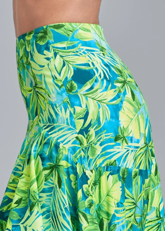 Palm Print Highlow Skirt Blue Multi Women VENUS Maxi Skirts