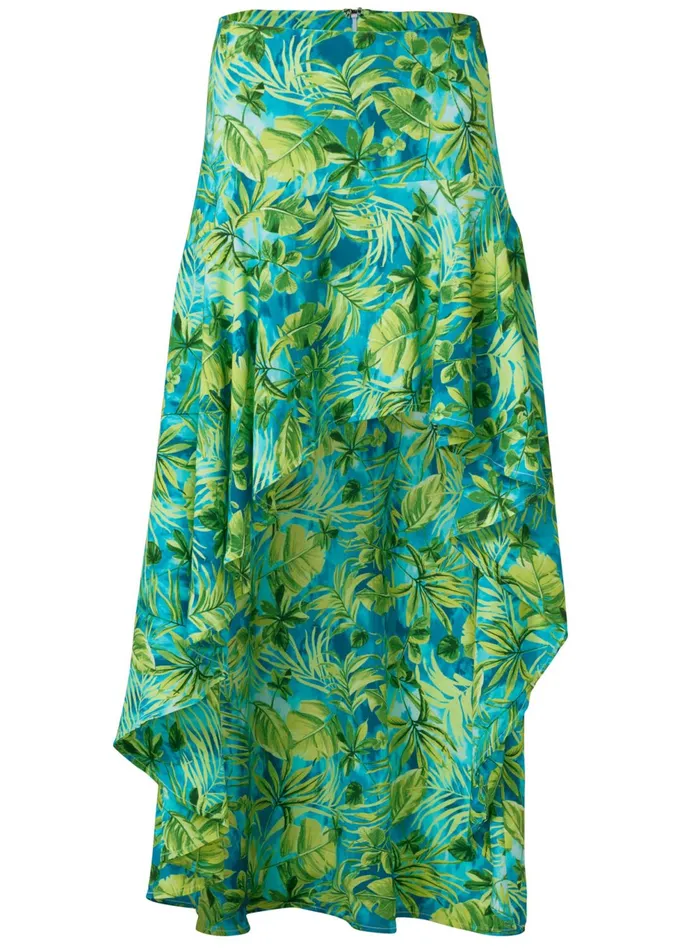 Palm Print Highlow Skirt Blue Multi Women VENUS Maxi Skirts